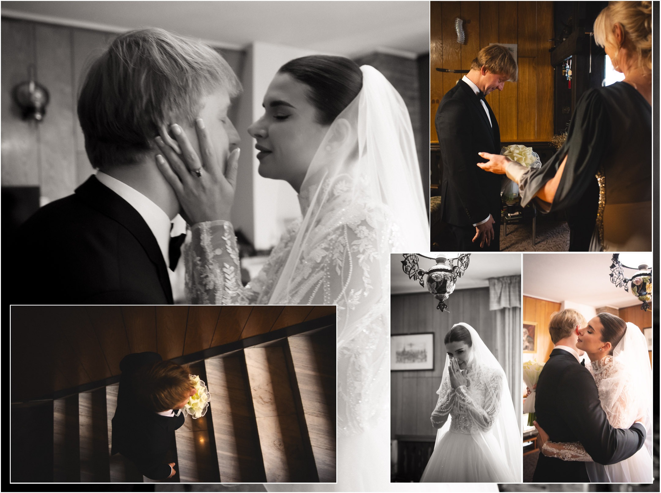 first look w domu przed wyjściem na ceremonię ślubną