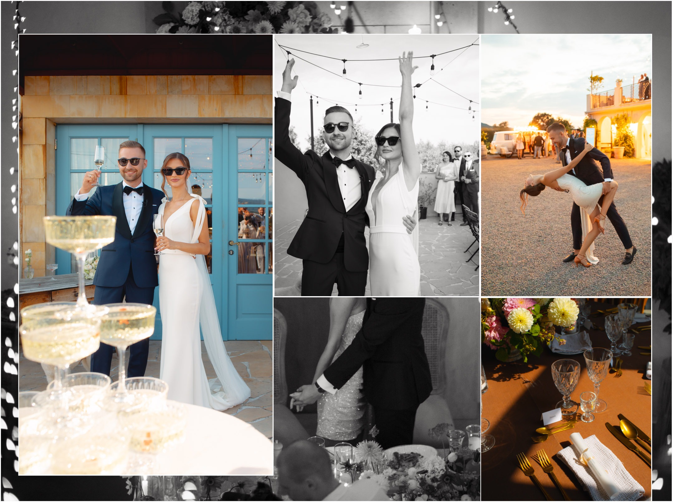 ślub wesele Villa Love — fotograf ślubny Kraków. Rzut kieliszkami
